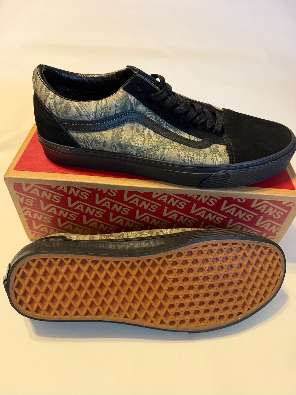 Vans Black and Camo Old Skool Low Top Sneakers